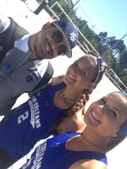 With beach volleyball twin sisters Veronica and Victoria Corcoran.
